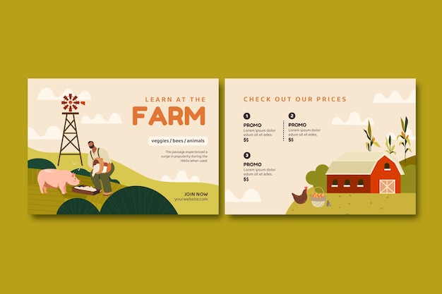 Hand drawn farm lifestyle brochure