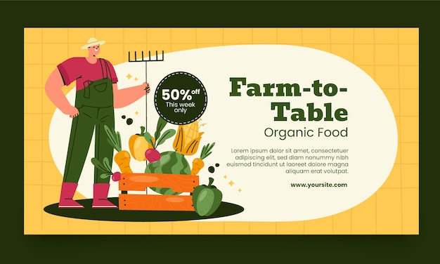 Free vector hand drawn farm lifestyle facebook template