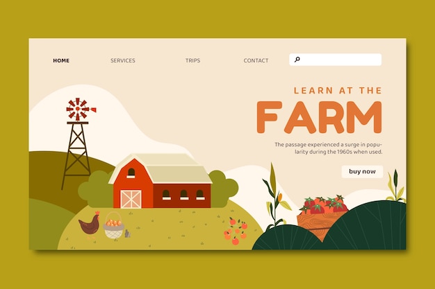 Free vector hand drawn farm lifestyle landing page