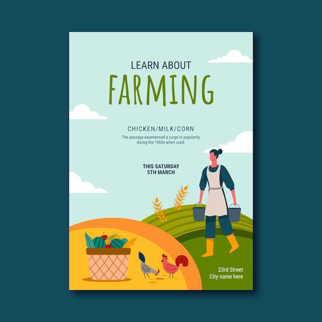 Free Vector Hand drawn farm template design Free Vector Hand drawn farm template design