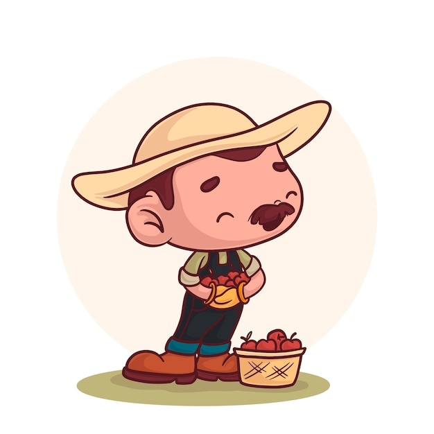 Free vector hand drawn farmer drawing illustration