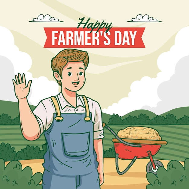 Нарисованная рукой иллюстрация празднования дня фермера