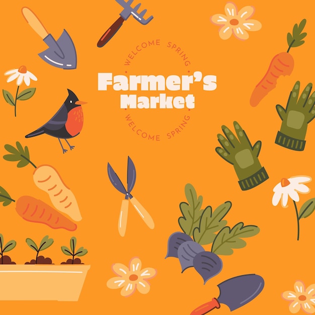 Hand drawn Farmers market illustration