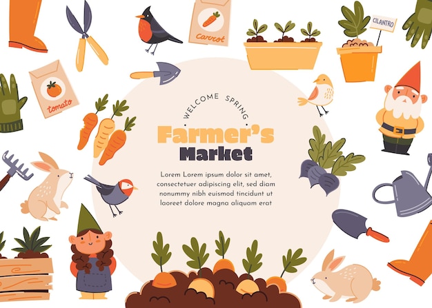 Бесплатное векторное изображение Рисованной иллюстрации фермерского рынка