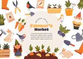 Free vector hand drawn farmers market illustration