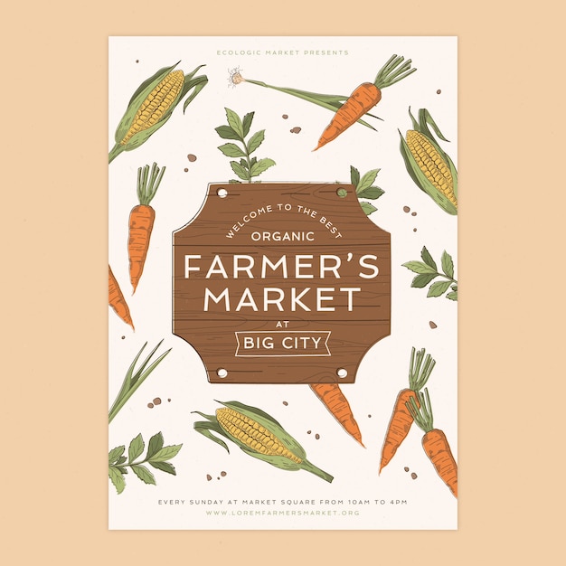 Free vector hand drawn farmers market poster