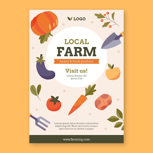 Free vector hand drawn farming lifestyle poster