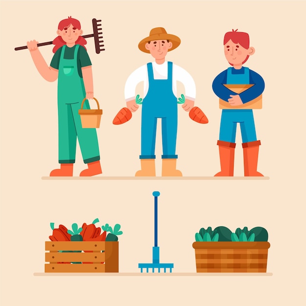 Free vector hand drawn farming profession