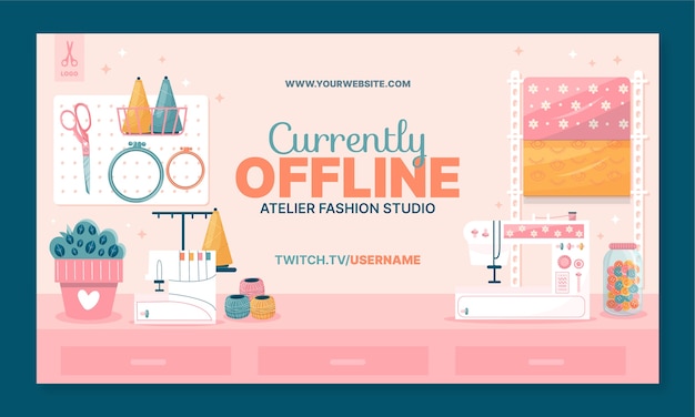 Free vector hand drawn fashion atelier twitch background