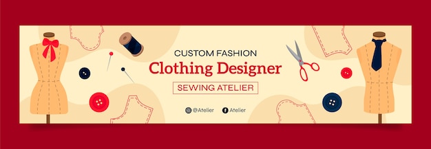 Hand drawn fashion atelier twitch banner