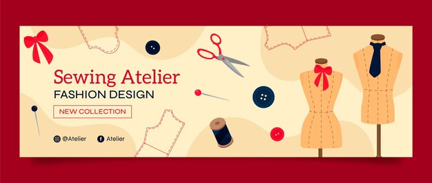 Hand drawn fashion atelier twitter header