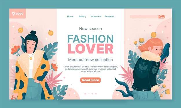 Hand drawn fashion collection landing page