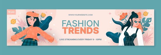 Hand drawn fashion collection twitch banner