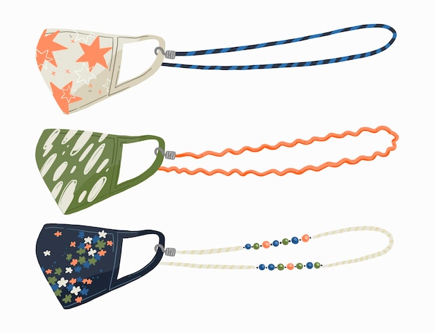 Free vector hand drawn fashion face mask lanyard collection