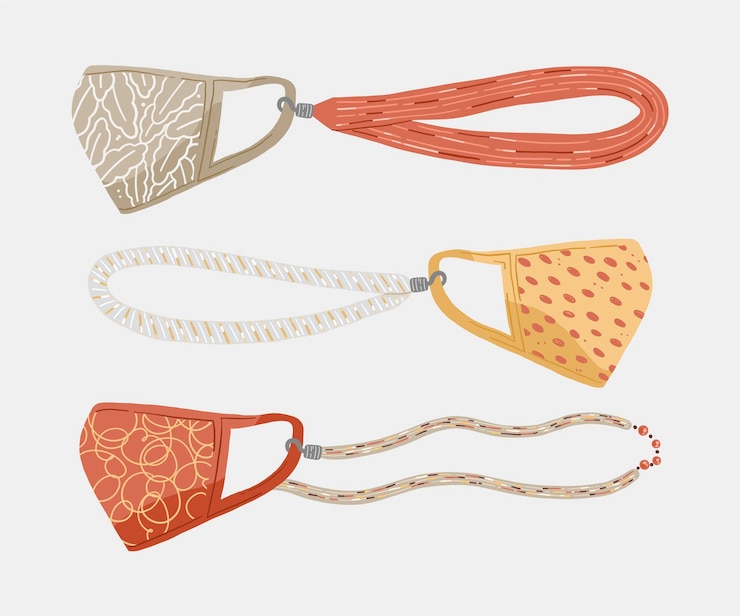 Free Vector hand drawn fashion face mask lanyard collection