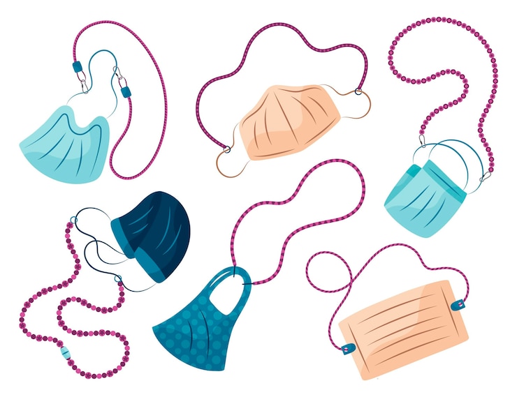 Free Vector hand-drawn fashion face mask lanyard collection