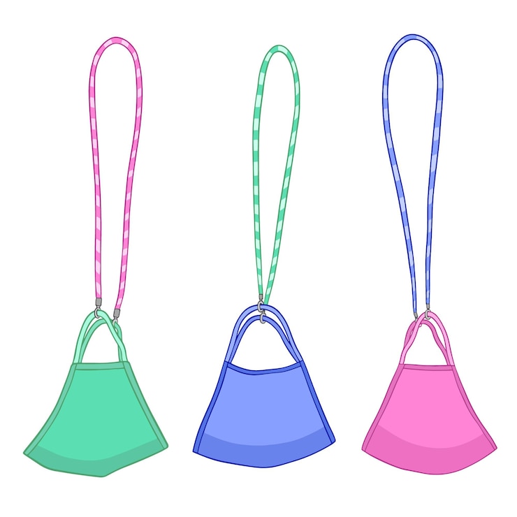 Free Vector hand drawn fashion face mask lanyard collection