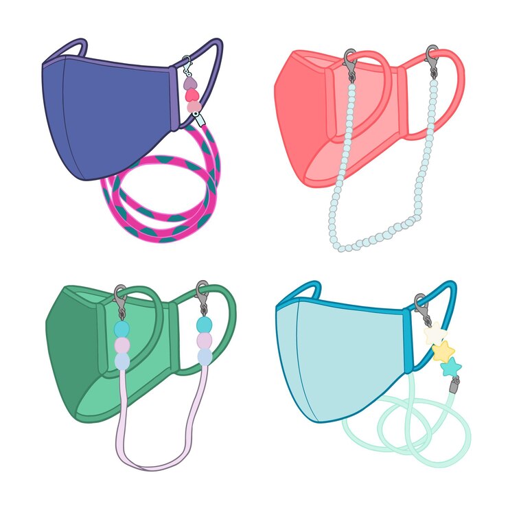 Free Vector hand drawn fashion face mask lanyard collection