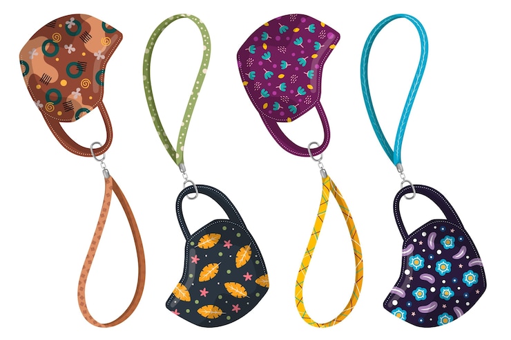 Free Vector hand drawn fashion face mask lanyard collection