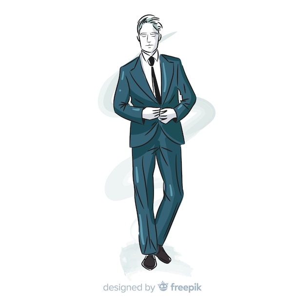 Vettore gratuito illustrazione di moda uomo disegnato a mano