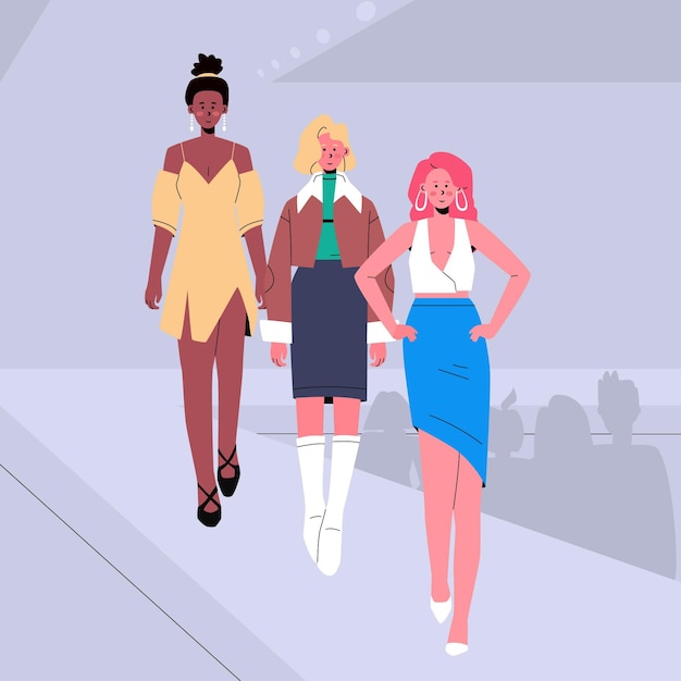 Pista di sfilata di moda disegnata a mano illustrata