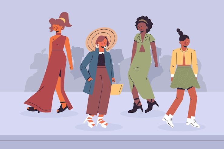 Free Vector hand drawn fashion show runway illustrated
