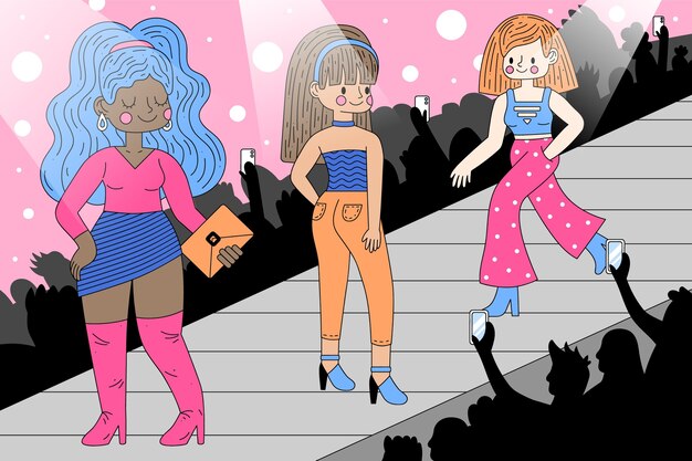 Free vector hand drawn fashion show runway