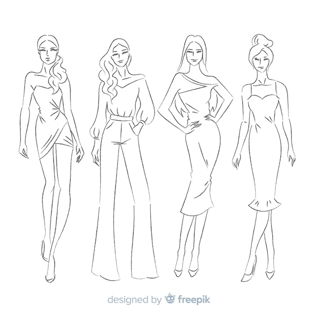 Hand drawn fashion sketch collection