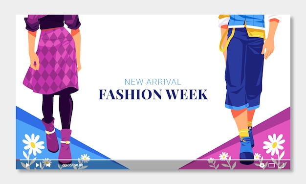 Free vector hand drawn fashion week youtube thumbnail