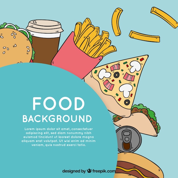 Vettore gratuito fondo disegnato a mano fast food