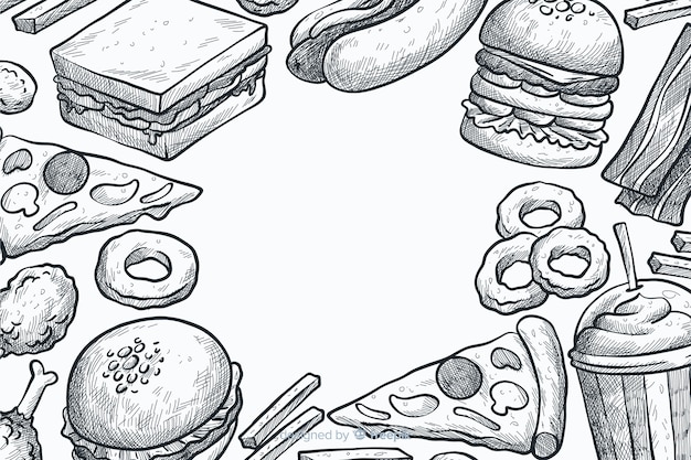 Free Vector hand drawn fast food background