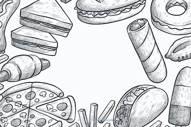 Free vector hand drawn fast food background