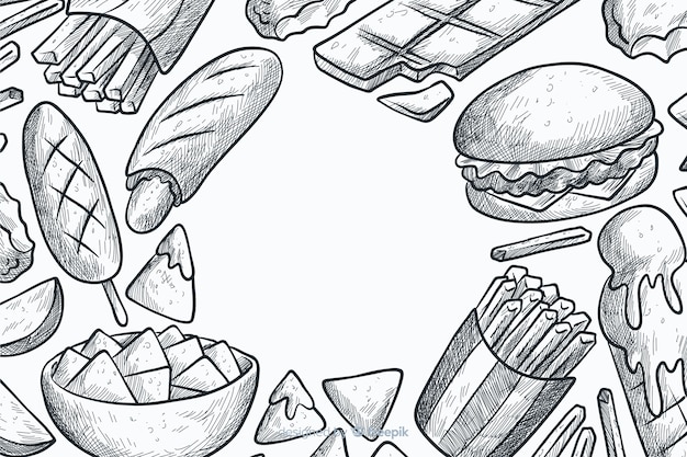 Hand drawn fast food background