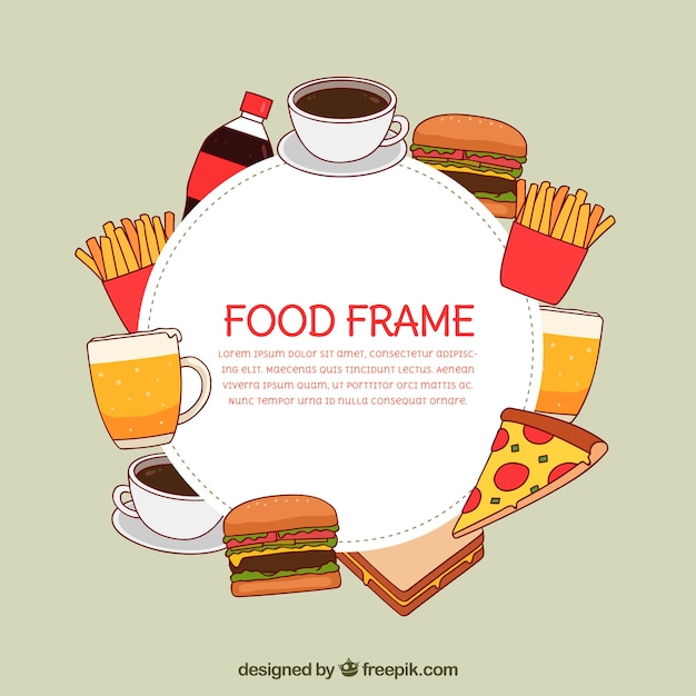 Hand drawn fast food frame