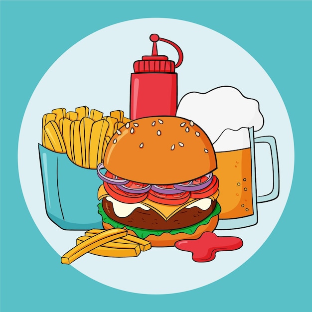 Free vector hand drawn fast food illustration