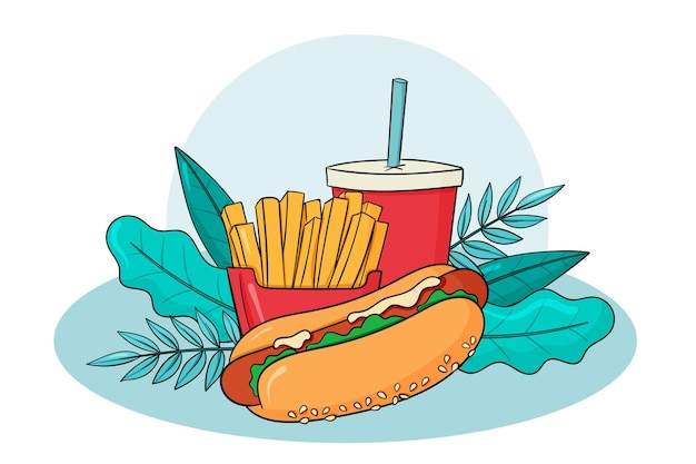 Free Vector hand drawn fast food illustration