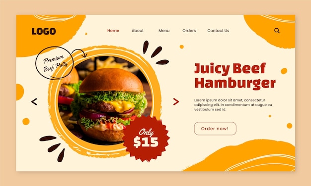 Free vector hand drawn fast food landing page