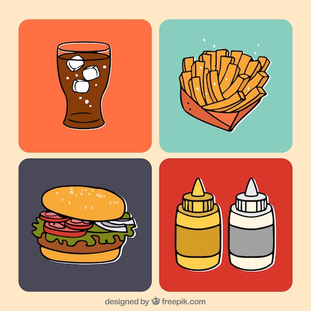 Free vector hand-drawn fast food menu