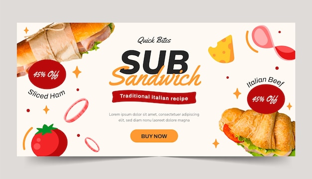 Vettore gratuito banner di vendita fast food disegnato a mano