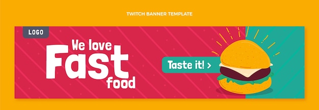 Hand drawn fast food twitch banner