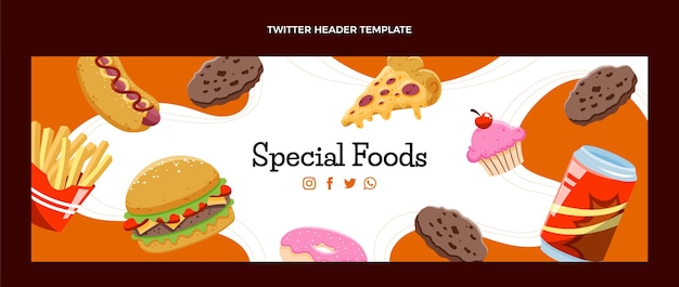 Intestazione twitter fast food disegnata a mano