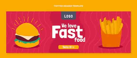 Vettore gratuito intestazione twitter fast food disegnata a mano