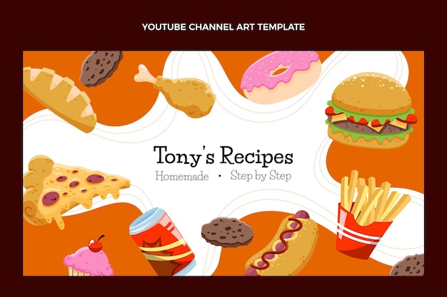 Vettore gratuito canale youtube fast food disegnato a mano