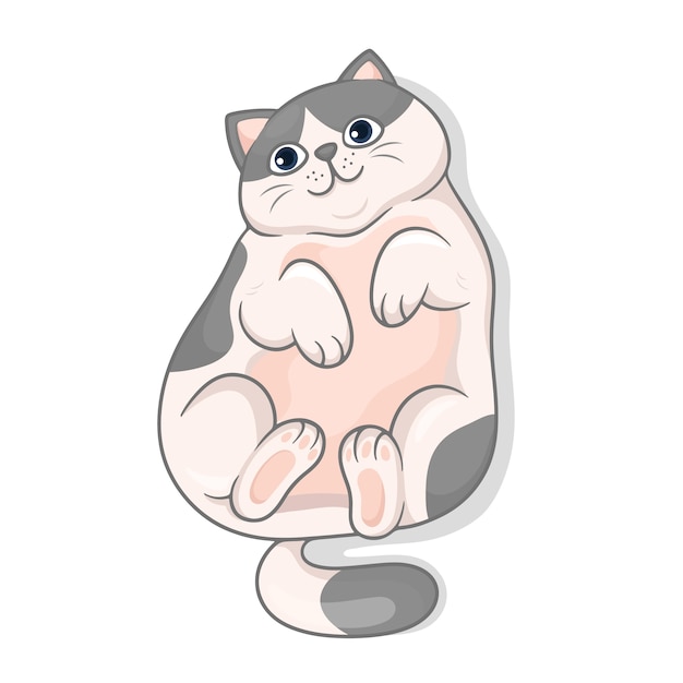 Иллюстрация мультфильма о жирной кошке, нарисованная вручную