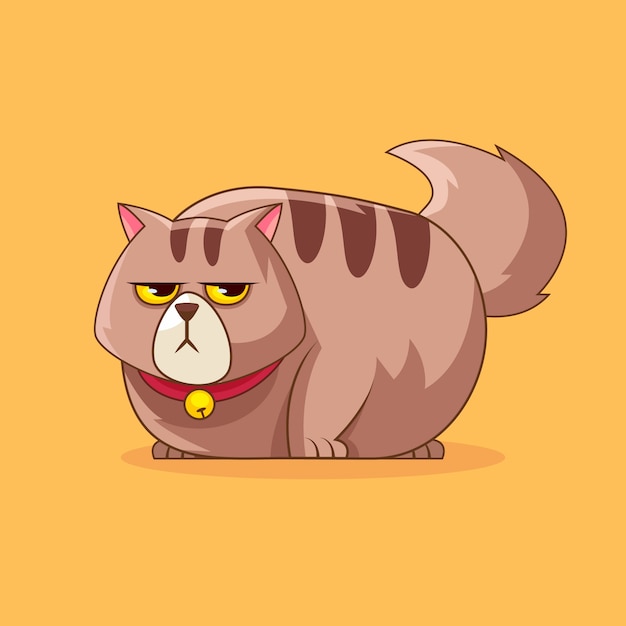 Free vector hand drawn fat cat cartoon illustration