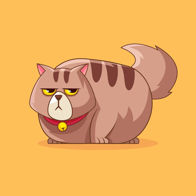 무료 Vector 손으로 그린 한 고양이 만화 일러스트레이션