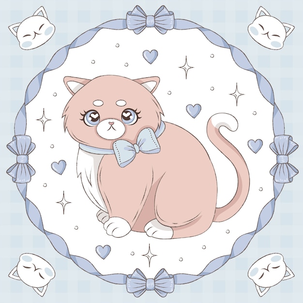 Бесплатное векторное изображение Нарисованная рукой иллюстрация шаржа толстого кота