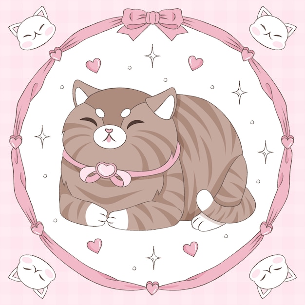 Нарисованная рукой иллюстрация шаржа толстого кота