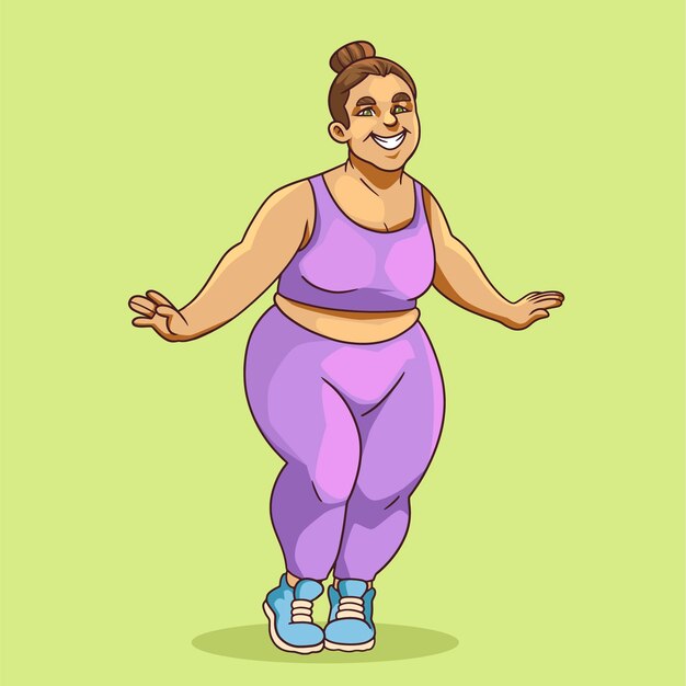 Hand drawn fat person cartoon illustration