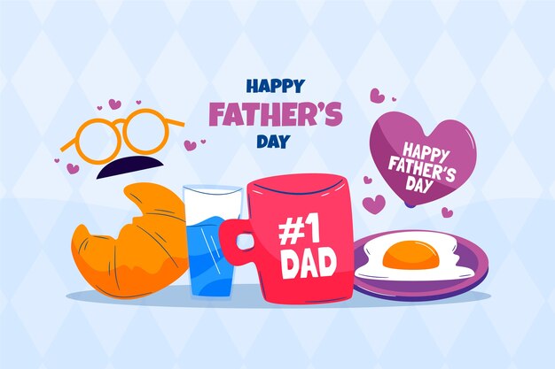 hand drawn father's day background with elements